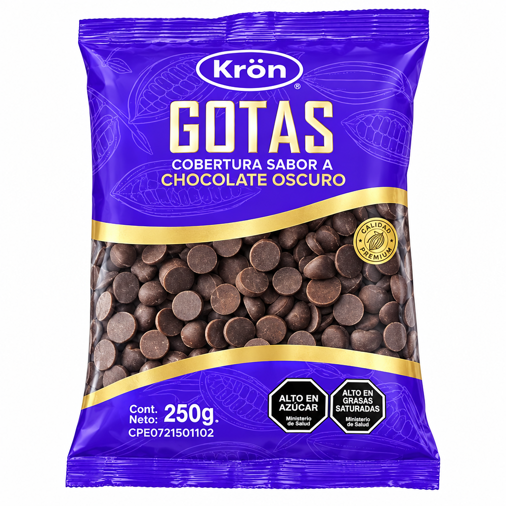 COBERTURA GOTAS BITTER KRÖN 250G.