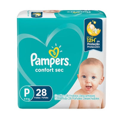 PAMPERS PAÑALES CONFORT SEC TALLA P 28 UNIDADES