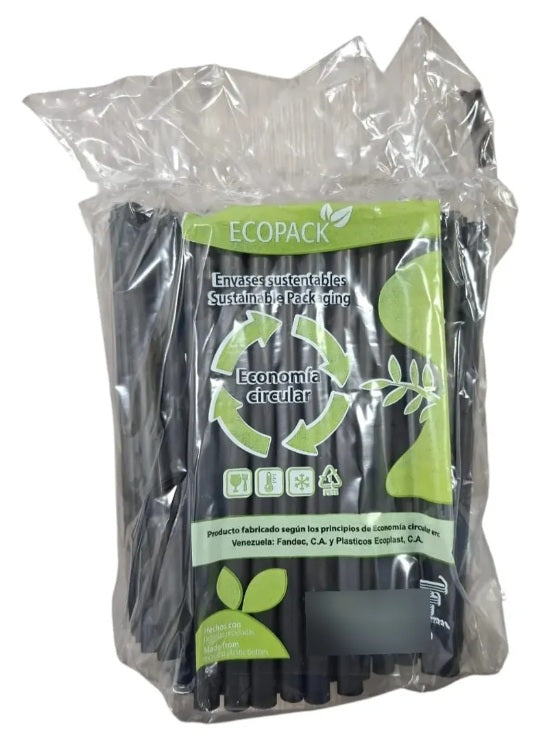PITILLOS TIPO FRAPPÉ NEGROS ECOPACK 125 UNIDADES